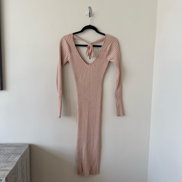NBD Bekah Ribbed Midi Dress in Nude - Picture 7 of 11
